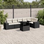 vidaXL Salon de jardin 7 Pièces avec coussins noir résine tressée