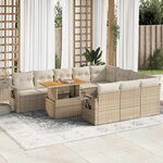 vidaXL Salon de jardin 11 Pièces avec coussins beige résine tressée
