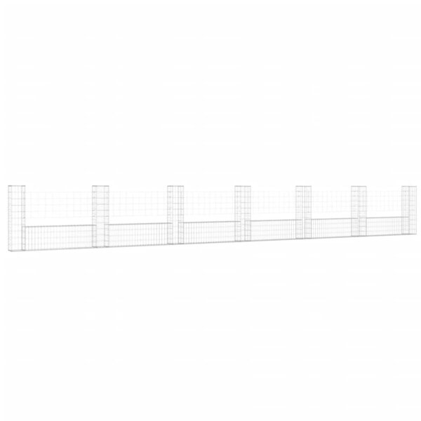 vidaXL Panier de gabion en forme de U avec 7 poteaux Fer 740x20x100 cm