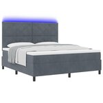 Lit à sommier box avec matelas & LED gris foncé 180x200 cm en velours