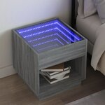 vidaXL Table de chevet avec LED infini sonoma gris 50x50x50 cm