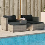 vidaXL Salon de jardin 5 Pièces avec coussins gris résine tressée acacia