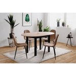 Table à manger extensible ronde - chêne artisan et noir - 100-140 x 76 x 100 cm