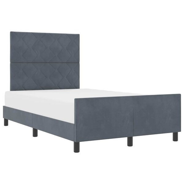 vidaXL Lit à ressorts avec tête de lit Gris foncé 120 x 200 cm Velours