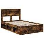 vidaXL Cadre de lit avec matelas Chêne fumé 120 x 190 cm Pin massif