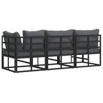 vidaXL Mobilier de jardin avec coussin 3 Pièces Noir Aluminium