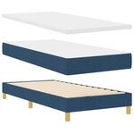vidaXL Lit à ressorts avec matelas Bleu 90 x 200 cm tissu