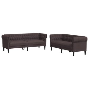 vidaXL Ensemble de canapés 2 Pièces marron foncé tissu