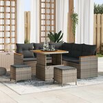 vidaXL Ensemble de canapé de jardin 8 Pièces Gris polyrotin