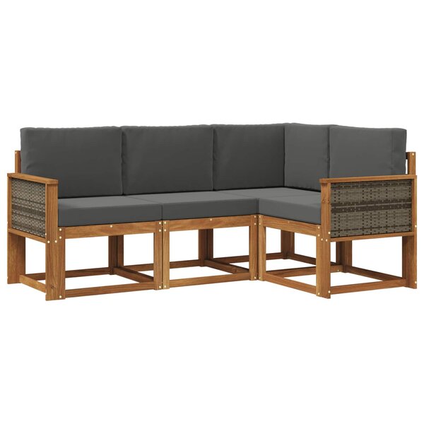 vidaXL Ensemble de canapés d'extérieur 4 pc Naturel et Anthracite