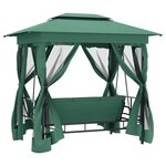vidaXL Tonnelle de jardin banc pivotant convertible vert tissu acier