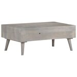 vidaXL Table basse Gris 100x60x40 cm Bois massif de manguier brut
