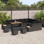 vidaXL Ensemble de canapé de jardin avec coussin 13 Pièces Noir