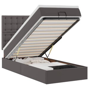 VidaXL Lit ottoman avec matelas gris 90x200 cm similicuir