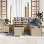 vidaXL Ensemble de canapé de jardin 8 Pièces Beige Poly rotin