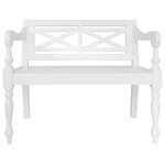 vidaXL Banc Batavia 98 cm Bois d'acajou massif Blanc