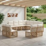 vidaXL Ensemble de canapés d'extérieur 11 Pièces Blanc Naturel et Crème
