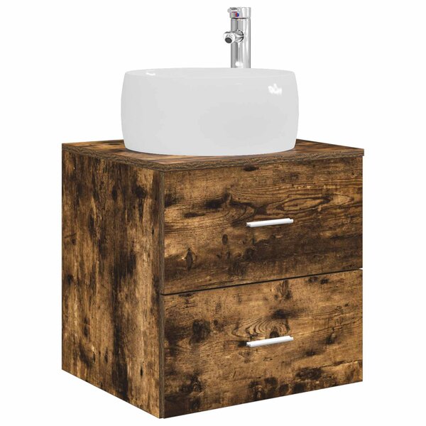 vidaXL Vanité de lavabo mural Chêne fumé 49 5 x 44 5 x 66 cm