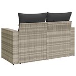 vidaXL Canapé de jardin 2 places et coussins gris clair résine tressée