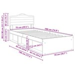 vidaXL Cadre de lit avec tête de lit Gris Béton 75 x 190 cm Pin massif