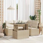 vidaXL Ensemble de canapé de jardin 5 Pièces Beige Poly rotin