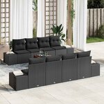 vidaXL Ensemble de canapé de jardin 7 Pièces Noir