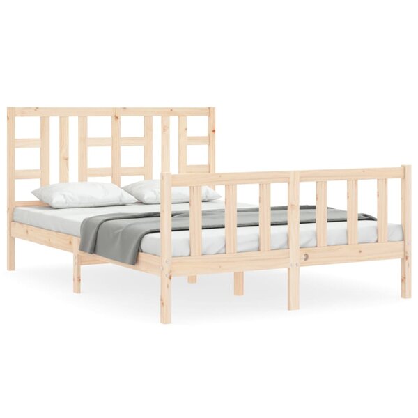 vidaXL Cadre de lit avec tête de lit 140x200 cm bois massif