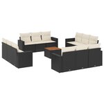 vidaXL Salon de jardin avec coussins 13 Pièces noir résine tressée