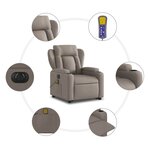 vidaXL Fauteuil inclinable de massage électrique Taupe Tissu