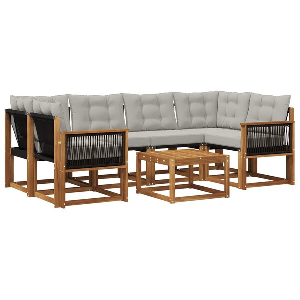 vidaXL Ensemble de canapés d'extérieur 7 pc Naturel et gris clair