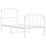 vidaXL Cadre de lit métal avec tête de lit/pied de lit blanc 75x190 cm