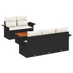 vidaXL Ensemble de canapé de jardin de 6 pièces avec coussins Noir Poly Rattan Acacia