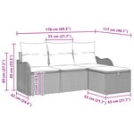 vidaXL Ensemble de Canapés de Jardin 4 pièces avec Coussins Rattan Poly Marron