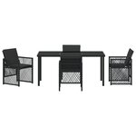 Ensemble de Salle à Manger de Jardin 5 Pièces avec Coussins Rappel Noir Poly Rattan