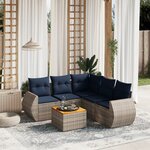 vidaXL Salon de jardin 6 Pièces avec coussins gris résine tressée