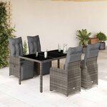 vidaXL Ensemble de bistro de jardin 5 Pièces coussins gris poly rotin