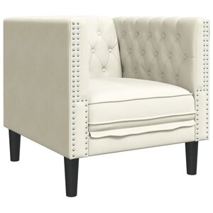 vidaXL Fauteuil Chesterfield crème velours