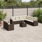 vidaXL Salon de jardin 10 Pièces avec coussins marron résine tressée