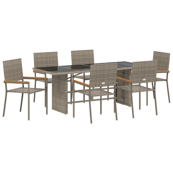 Ensemble salle à manger jardin vidaXL 7 pièces gris poly rattan