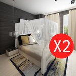 vidaXL Moustiquaire de lit carré 3 ouvertures 2 Pièces