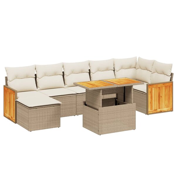 vidaXL Salon de jardin avec coussins 8 Pièces beige résine tressée
