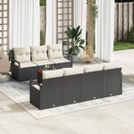 vidaXL Ensemble de canapé de jardin 8 pièces avec coussins noir en rattan poly acacia