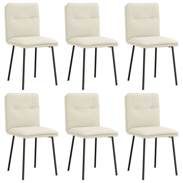 vidaXL Chaises à manger lot de 6 crème velours