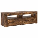 vidaXL Meuble TV avec lumières LED Chêne fumé 120x35x40 cm