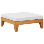 vidaXL Repose-pied sectionnel avec coussin blanc crème Bois d'acacia