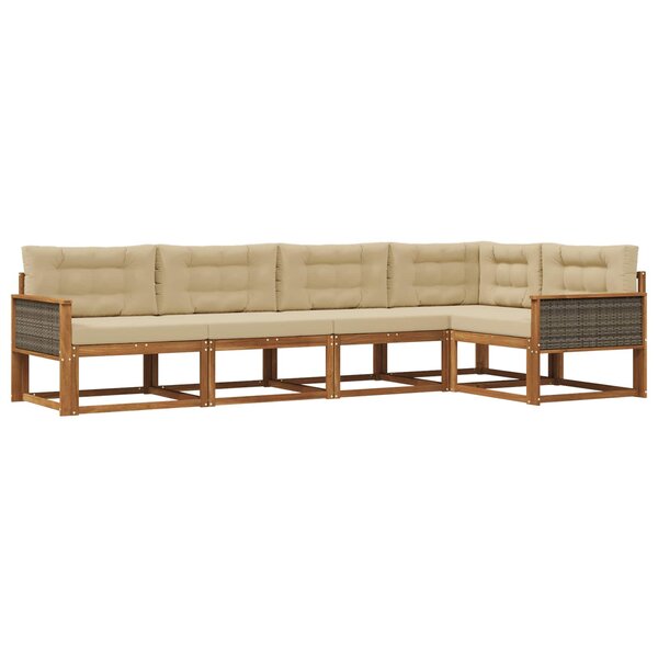 vidaXL Ensemble de canapés d'extérieur 5 Pièces Naturel et Beige