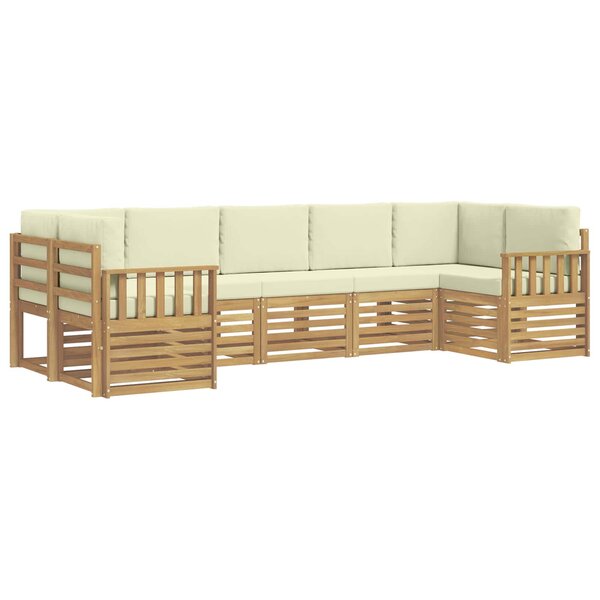 vidaXL Ensemble de canapés d'extérieur 6 pc Blanc et Crème Polyester