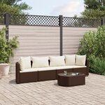 vidaXL Salon de jardin avec coussins 5 Pièces marron résine tressée