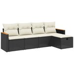 vidaXL Salon de jardin 5 Pièces avec coussins noir résine tressée