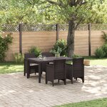 vidaXL Ensemble de Salle à Manger de Jardin 5 Pièces avec Coussins Brun Poly Rattan